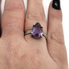 Pear Shaped Amethyst Sterling Silver US Size 8 Solitaire Ring