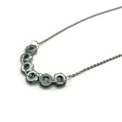 Unisex Stainless Steel Hex Nut Necklace