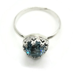 Sterling Silver Natural 2 Carat Blue Topaz Gemstone Solitaire Ring