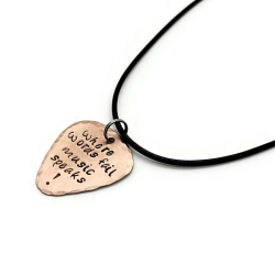 Where Words Fail Music Speaks Guitar Pick Necklace