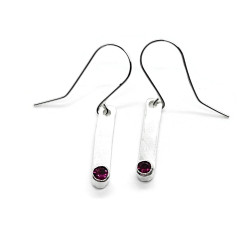 Sterling Silver Ruby Dangle Earrings