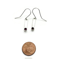 Sterling Silver Ruby Dangle Earrings