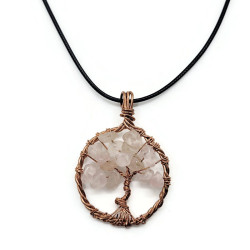 Rose Quartz Copper Tree of Life Necklace