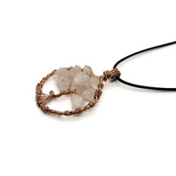 Rose Quartz Copper Tree of Life Necklace