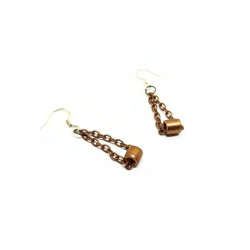 Copper Chain and Tube Earrings with Sterling Silver Ear Wires