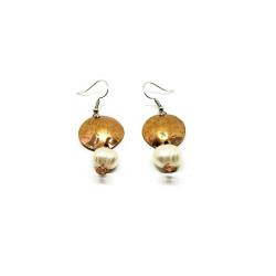 Freshwater Pearl and Copper Dangle Earrings