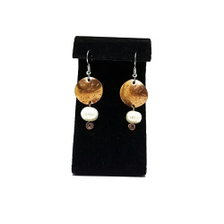 Freshwater Pearl and Copper Dangle Earrings