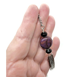 Purple Crazy Lace Agate Tassel Necklace