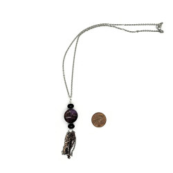 Purple Crazy Lace Agate Tassel Necklace