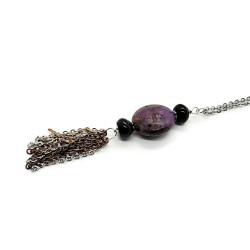 Purple Crazy Lace Agate Tassel Necklace