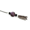 Purple Crazy Lace Agate Tassel Necklace