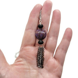 Purple Crazy Lace Agate Tassel Necklace