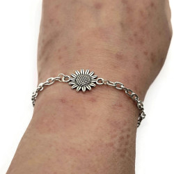 Sunflower Charm Bracelet, Stainless Steel