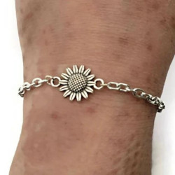 Sunflower Charm Bracelet, Stainless Steel