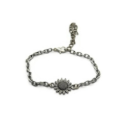 Sunflower Charm Bracelet, Stainless Steel