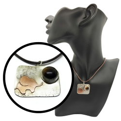 Sterling Silver, Copper, and Tiger's Eye Elephant Necklace