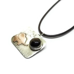 Sterling Silver, Copper, and Tiger's Eye Elephant Necklace