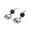 Snowflake Obsidian Claddagh Dangle Earrings