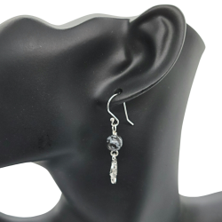 Snowflake Obsidian Claddagh Dangle Earrings