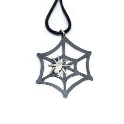 Copper Spiderweb Pendant with Sterling Silver Spider