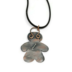 Copper Voodoo Doll with Sterling Silver Pin