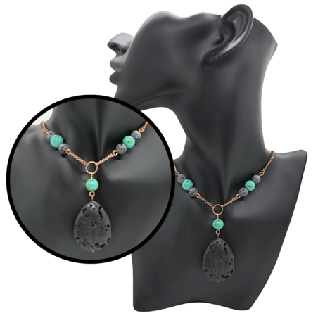 Turquoise and Lava Aromatherapy Necklace