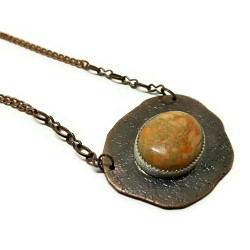 Orange Sea Sediment Jasper Copper Pendant