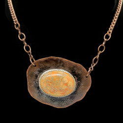 Orange Sea Sediment Jasper Copper Pendant