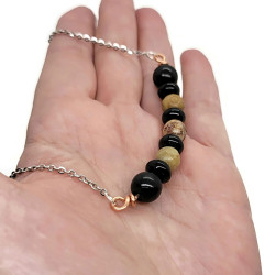 Black Agate, Howlite and Soapstone Necklace