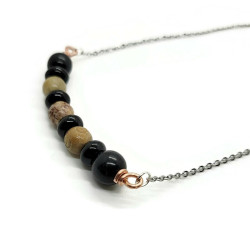 Black Agate, Howlite and Soapstone Necklace