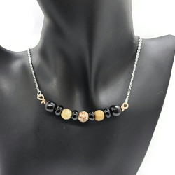 Black Agate, Howlite and Soapstone Necklace