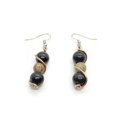 Black Agate, Howlite and Soapstone Earrings