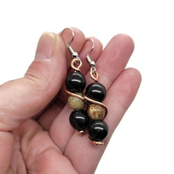 Black Agate, Howlite and Soapstone Earrings