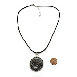 Sterling Silver Crinoid Fossil Cabochon Necklace