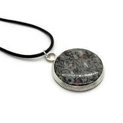 Sterling Silver Crinoid Fossil Cabochon Necklace