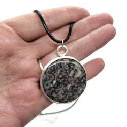 Sterling Silver Crinoid Fossil Cabochon Necklace