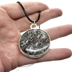 Sterling Silver Crinoid Fossil Cabochon Necklace