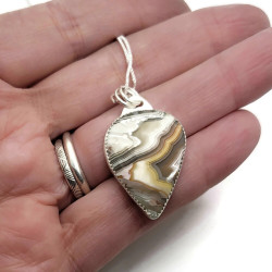 Crazy Lace Agate Sterling Silver Pendant