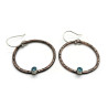 Mixed Metal Hoop Earrings with Aquamarine Gemstone