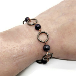 Amethyst Large Link Copper Bracelet