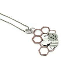 Ceren the Bee on a Honeycomb Pendant