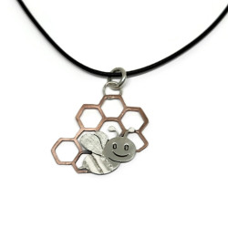 Ceren the Bee on a Honeycomb Pendant