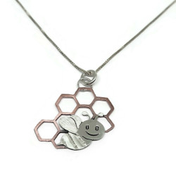 Ceren the Bee on a Honeycomb Pendant