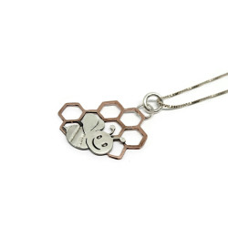 Ceren the Bee on a Honeycomb Pendant