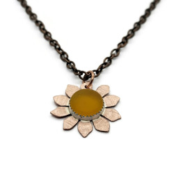 Sea Glass Copper Sunflower Necklace