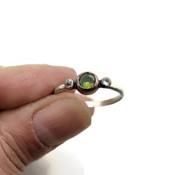 Peridot and Cubic Zirconia Three-Stone Ring