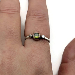 Peridot and Cubic Zirconia Three-Stone Ring