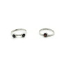 Black Spinel & Garnet Sterling Silver Ring Set US Size 7