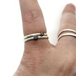 Amethyst and Pink Sapphire Stacking Ring Set