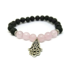 Rose Quartz and Lava Stone Aromatherapy Bracelet